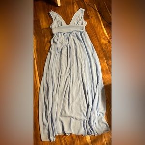 Beautiful Dusty Blue Pleated Tulle Formal Dress Gown. Size XL